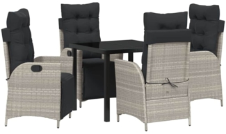 vidaXL Garten Essgruppe 5 pcs Hellgrau Poly Rattan 3380569