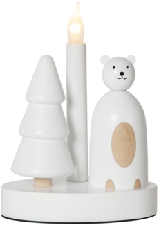 Dekoleuchte -Christmas Joy', Eisbären & Tannenbaum, Holz, weiß
