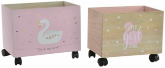 Dekorative Box DKD Home Decor Bunt natürlich Hellrosa Holz Schwan 39 x 26 x 31 cm