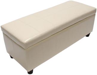 Bank Sitzbank MIT Aufbewahrung Kriens Leder + Kunstleder 112x45x45cm MVG-zertifiziert ~ creme