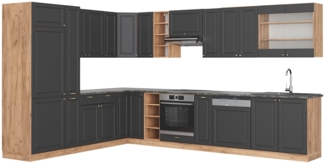 Eckküche Fame-Line Anthrazit Landhaus/Goldkraft Eiche 347 x 60 cm , AP Anthrazit Vicco