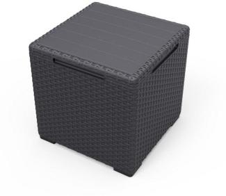 Keter Aufbewahrungsbox 3in1 Schwarz Beistelltisch Hocker Gartentruhe 37x37x37cm