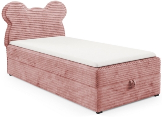 Deine Möbel 24 Boxspringbett TEDDY Boxbett Polsterbett Teddy-Kopfteil Bett für Kinder Jugendliche (Creme Beige Hellgrau Grau Schwarz Rosa Blau, 3-St, Kinderbett Jugendbett Einzelbett), 90x200 100x200 cm Cord Breitcord
