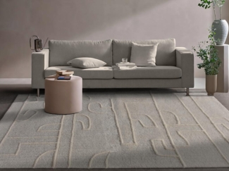 Vente-unique - Teppich - Relief-Optik - neuseeländische Wolle - handgefertigt - 160 x 230 cm - 1400 g/m2 - Elfenbeinfarben - CORALIE