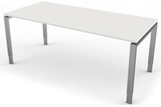 Kerkmann Schreibtisch 4132 Form 5 180x80x68-82 cm Vierfuß-Gestell höhenverstellbar Weiß