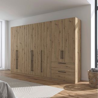 rauch Kleiderschrank Drehtürenschrank Schrank Garderobe Wäscheschrank Schlafzimmer AVOLA (3 verschiedene Ausstattungen BASIC/CLASSIC/PREMIUM (inkl. SOFT-CLOSE) mit hochwertigen Stangengriffen aus Metall in Schwarz MADE IN GERMANY