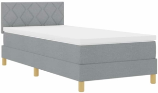vidaXL Boxspringbett mit Matratze Hellgrau 90 x 190 cm Stoff 3338958