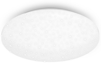 BRILONER - LED Deckenlampe mit Sternendekor, LED Deckenleuchte Bad IP44, gelochtes Dekor, neutralweißes Licht, Ø340 mm, Weiß