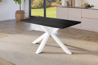 Esstisch Baumkante Holz-Optik Nussbaum 120 x 80 Spider-Gestell weiß JULIUS 170266778