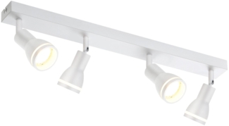 ZMH Deckenleuchte 4 Spots Weiß: Metall Deckenlampe GU10 Innen Schwenkbar Spots für Küche Büro Wohnzimmer Schlafzimmer, Ohne Leuchtmittel