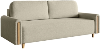 Selsey 'Majla' 3-Sitzer Schlafsofa, mit Bouclé-Stoff und Bettkasten, Hellbeige