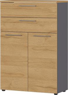 GERMANIA Schrankkombination Büroschrank, Aktenschrank , Computerschrank AGEND Eiche/Graphit BHT 80 x 120 x 40 cm