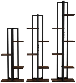 COSTWAY Blumenständer (3 St), 4+5+6 Etagen Pflanzenständer Set Holz & Metall
