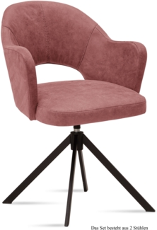 Armlehnstuhl drehbar (2er-Set) Denies 59 x 87 x 61 Schwarz/Rosewood