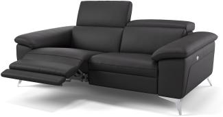 Sofanella Ledergarnitur STELLA Ledercouch 2-Sitzer Sofa in Schwarz