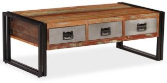 vidaXL Couchtisch mit 3 Schubladen Altholz Massiv 100x50x35 cm 244941