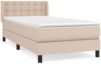 vidaXL Boxspringbett mit Matratze Cappuccino-Braun 90x200 cm Kunstleder, Härtegrad: H2 [3130762]