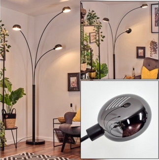 hofstein Stehlampe Stehlampe aus Metall in Schwarz/Chrom/Rauch im Retro/Vintage-Design, ohne Leuchtmittel, verstellbare Stehleuchte, Marmorfuß u. Schalter am Gehäuse, 240cm, E14