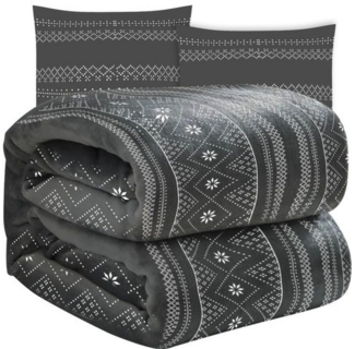 Ruhhy Bettdecke + Kopfkissen Kuscheldecke Kissenbezug Set, Füllung: Polyester, Bezug: Polyesterfaser, sorgt für hohen Komfort an kalten Herbst- und Wintertagen