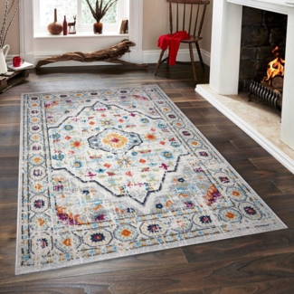 Teppich (160x230), 'Vintage 7655 ', 0,7 x 160 x 230, Weiß, Grau