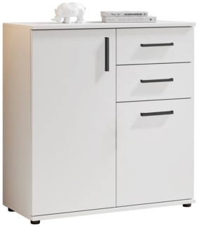 PREISBRECHER Kommode BC 1040, 2 Türen, 2 Schubladen, weiß - 80 x 84 x 35 cm (BxHxT)