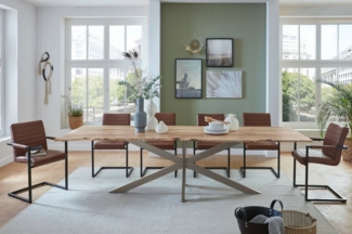 SAM® Baumkantentisch Memphistos, Akazienholz, Baumkante, Metallgestell Spider-Form, bis 3 Meter