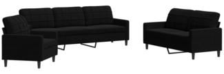 vidaXL 3-tlg. Sofagarnitur mit Kissen Schwarz Samt 3278436