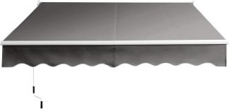 COSTWAY 2,5x2 m Gelenkarmmarkise Sonnenmarkise Balkonmarkise Terrassenmarkise Klemmmarkise mit UV- und wasserbeständigem Material, Aluminiumrahmen und -kurbel, fuer Balkon und Veranda Grau