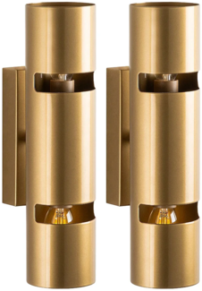 Vente-unique - Set 2 Wandleuchten – Metall – Gold – H 30 x D 8 cm – LYORA