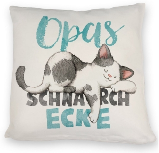 speecheese Dekokissen Gefleckte Katze Kissen mit Spruch Opas Schnarchecke