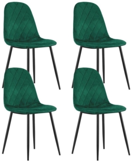 Home Collective Esszimmerstuhl 4er Set Polsterstuhl Esszimmerstuhl Stuhl Wohnzimmerstuhl Polster, 4x grün mit schwarzen Beinen