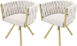 Merax Esszimmerstuhl, 2er Set, Samt beige / Metall gold, 72 x 54 x 59 cm