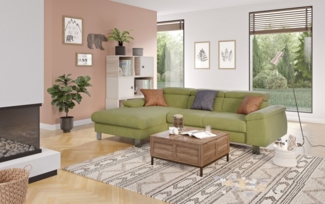 COTTA Ecksofa Komaris L-Form mit Kopfteilverstellung, wahlweise mit Bettfunktion, Bettkasten & Beleuchtung
