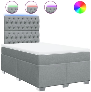 vidaXL Boxspringbett mit Matratze Hellgrau 120x200 cm Stoff 3292762