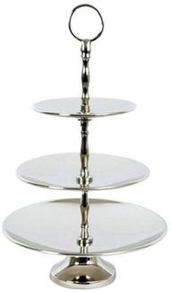 Designer Shine Etagere 3-Stufig aus poliertem Aluminium Durchmesser 30,5 cm, Höhe 40,5 - Servierschale - Deko Schale