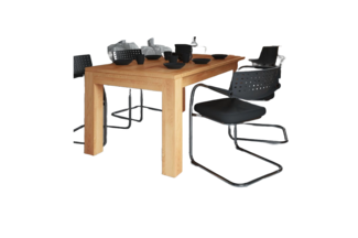 Esstisch Lubic aus Wildeiche massiv 100x120x77 cm mit 1 Verlängerung auf 165 cm