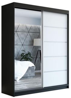 Schwebetrenschrank PIK 2-trig Schrank 180 cm (mit Spiegel) Farbe: Schwarz, wei