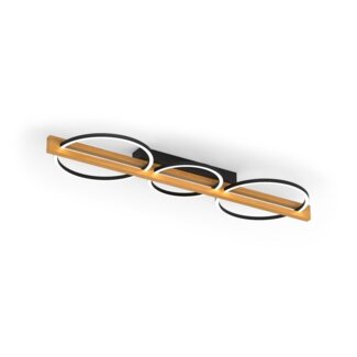 ECO Light 9330-PL3 NERO LED Deckenleuchte TOVAK 3-flammig Pinienholz schwarz 3000K