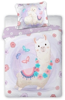 texpot Bettwäsche Kinderbettwäsche Lama bedruckt Garnitur, Baumwolle, 2 teilig