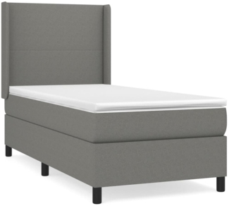 vidaXL Boxspringbett mit Matratze Dunkelgrau 100x200 cm Stoff 3131250
