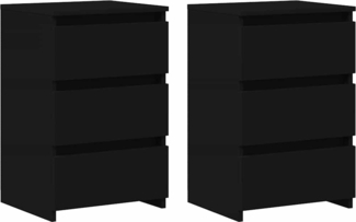 2er-Set Nachttische, Nachtschränke Schwarz 40x35x62,5 cm Holzwerkstoff