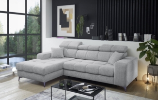 ED EXCITING DESIGN Ecksofa Sydney L-Form mit Bettfunktion, Bettkasten, Kopfteilverstellung, motorischer Sitztiefenverstellung, USB-Port & 2 Zierkissen