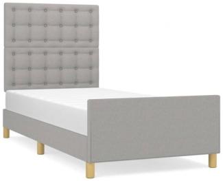 Einzelbett mit Kopfteil Stoff Hellgrau 90x190 cm
