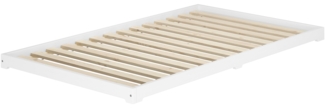 Weißes Teenagerbett Futon extra niedriges Studentenbett 120x200 Kiefer V-60.47W-12Rollrost inkl.