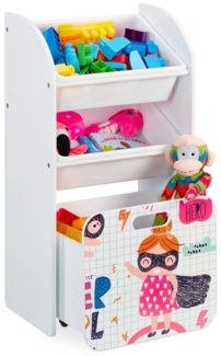 Schmales Kinderregal mit Heldin Motiv