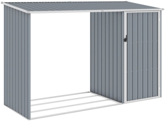 vidaXL Garten Brennholzlager Grau 245x98x159 cm Verzinkter Stahl 46294
