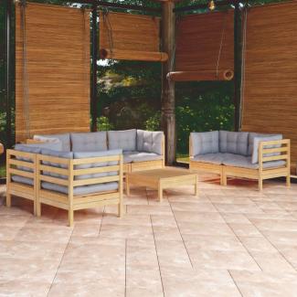 vidaXL 8-tlg. Garten-Lounge-Set mit Grauen Kissen Kiefer Massivholz 3096261