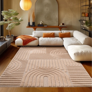 Teppium Designteppich Boho-Design, Rechteckig, Höhe: 20 mm, Teppich Wohnzimmer Boho Design 3D Optik Skandinavische Stil
