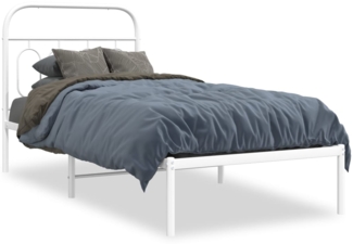 vidaXL Bettgestell mit Kopfteil Metall Weiß 90x190 cm 377158