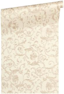 Versace Designer Barock Vliestapete Butterfly Barocco 343263 Beige / Silber - Design Tapete - Luxus Tapete